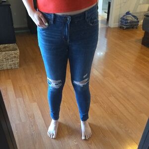 Old Navy Women's Rockstar Mid Rise Jeans - Dark Blue